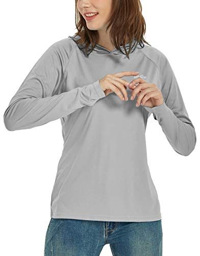 Willit Women's UPF 50+ Sun Protection Hoodie T-Shirt Long Sleeve SPF Shirt Gray M