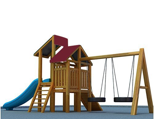 Shatex 52"x90" Waterproof Canopy Kits for Backyard Wood Playset Swing Set WIine Red