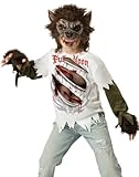 InCharacter Costumes, LLC Boys Werewolf Mask and Shirt Set, Multi Color, 6