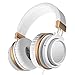 Ailihen MX-06 Over Ear Headphones with Microphone and Volume Control Bass Stereo Adjustable Headsets for iOS Android Smartphones Laptop Tablets Computer MP3/4 (White Golden)