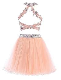 TANGFUTI vestido corto de fiesta de graduación con cuentas de dos piezas, vestido de fiesta de cóctel 106