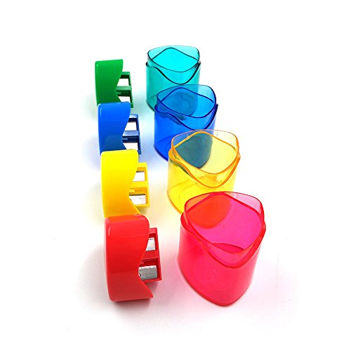 Yexpress Pack of 12 Assorted Colors Plastic Manual Pencil Sharpener Set Double Holes Triangular Shape With Cover and Receptacle for School and Work