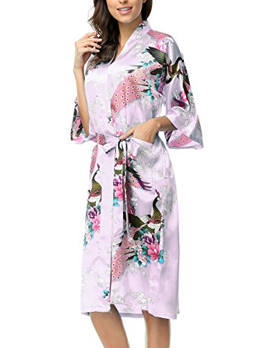 knee length dresses for ladies Women's Full Length Floral Print Silk Kimono Robes main image 0