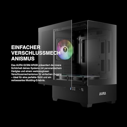 GAMDIAS Micro-ATX Tower Computer Case with Tempered Glass, Gaming M-ATX PC Case with 3X 120mm ARGB Fans, Support Up to 5X Fans Airflow, 240mm AIO/Radiator, 280mm GPU/VGA, 155mm CPU Cooler, 150mm PSU