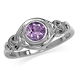 Natural Amethyst 925 Sterling Silver Celtic Knot Ring
