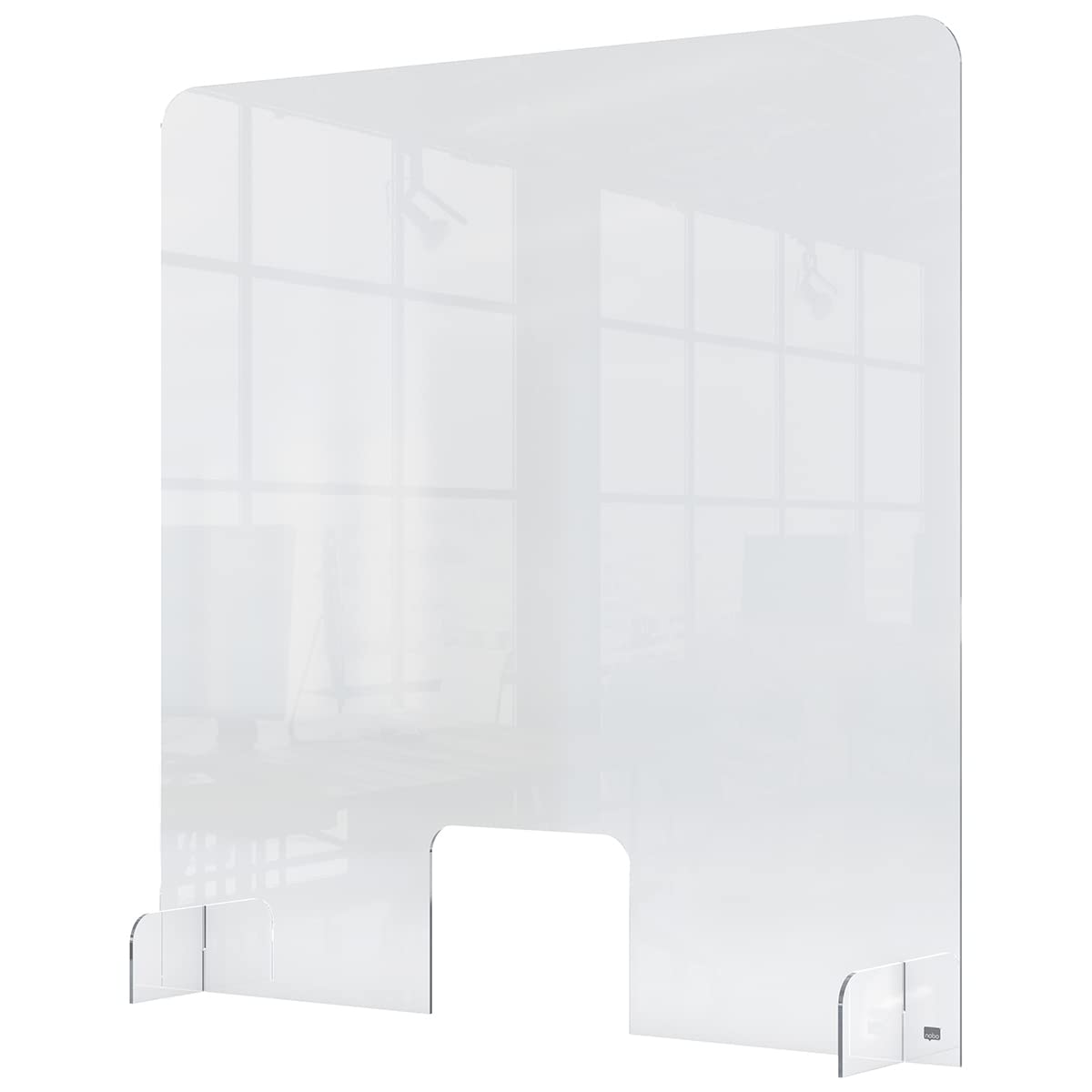 Nobo Plexiglass Acrylic 1 m Counter Divider, Partition Barrier With Transaction Window, 700 x 850 mm, Clear, 1915488