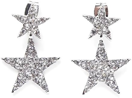 El Vincere Luxury Double Shiny Stars Earrings (White)