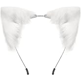 QinRuan Cat Fox Faux Fur Ears Headband Cute Halloween Fancy Dress Cosplay Handmade Animal Furry Ears Hair Hoop