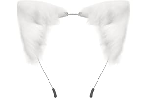 QinRuan Cat Fox Faux Fur Ears Headband Cute Halloween Fancy Dress Cosplay Handmade Animal Furry Ears Hair Hoop