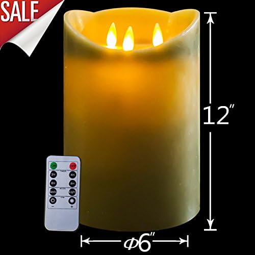12 inch 3-wicks Flamless Candles with Remote Control &amp; Timer