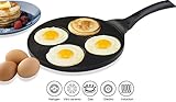 Gourmia GPA9525 Blini Pan With Induction Bottom Nonstick Silver Dollar Pancake Maker With 4-Mold Design 27 cm Diameter x 1.35 cm Height ()