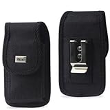 (PLUS SIZE) Heavy Duty Rugged Nylon Canvas Protective Carrying Cell Phone Case Pouch (with Metal belt Clip) for IPHONE 3G/4S (PLUS SIZE- (Fits With SINGLE LAYER PROTECTOR/SKIN ALREADY ON THE IPHONE) - BLACK