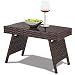 Tangkula Outdoor Wicker Table Patio Poolside Lawn Garden Rattan Steel Frame Folding Standing Coffee Table Side Table