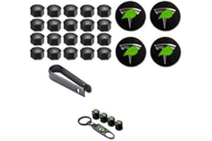CoolKo Exterior Decoration 4 Wheel Center Caps and 20 Lug Nut Covers & Air Cap Covers Compatible with Tesla Model X S 3 Y