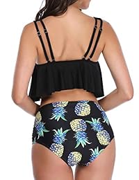 Bikini de cintura alta para dama, diseño floral con cuello halter, monokini