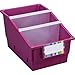 Really Good Stuff Plastic Labeled Book and Organizer Bin for Classroom or Home Use – Sturdy Plastic Book Bins in Fun Royal Colors – (Set of 4)