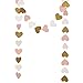 Ling's moment 9 Feet Glitter Paper Heart Garland, Heart-Shaped Hanging Banner Decorations for Bridal Shower, Party Wedding, Baby Shower, Party, Valentines, Engagement(Gold Glitter+Pink+White)