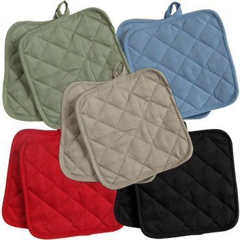 5 (FIVE) Sets of The Home Store Cotton Pot Holders, 2-ct. Color Variety Pack Kitchen Cooking Chef Linens by Greenbrier