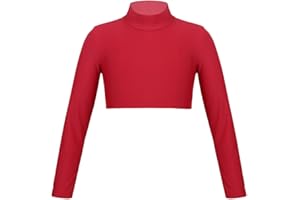 Agoky Kids Girls Classic Hip Hop Jazz Dance Crop Top Long Sleeve Sports Fitness Gymnastics Shirt Cheerleading Dancewear