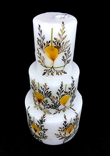 Sania Indian Handcraft Attractive Home Decor 3 Steps Flower Petals Wax Candles for Halloween Christmas Birthdays Party and Wedding Decor - 6 Inches