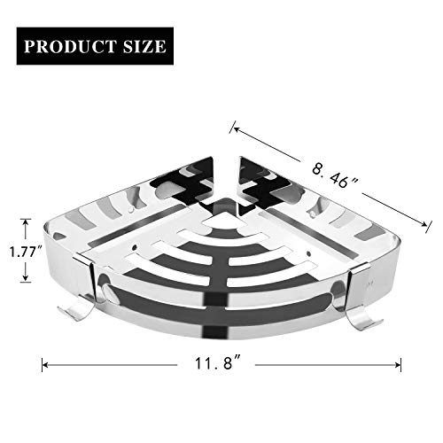 Corner Shower Shelf No Drilling, Shower Caddy with 4 hooks ,Shower
