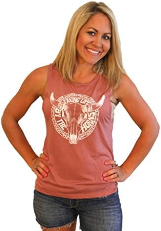 Tough Little Lady Women's Shirt Graphic tee Taking Life by The Horns Mauve Muscle