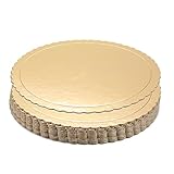 Round Cake Boards - 12-Pack Cardboard Scalloped Cake Circle Base, 10-Inch Diameter, Gold