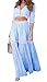 FISACE Women's Naples Floral V Neck Half Sleeve Tie and Skirt Set Maxi Dress 2 Pieces
