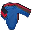 Leveret Long Sleeve 4-pack Solid Baby Boys Bodysuit 100% Cotton (Size 0-24 M) (3-6 Months, Multi)