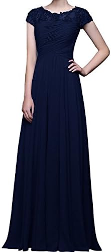 Tivansi Women's Long Chiffon Formal Evening Dresses Cap Sleeves FAPPD1705
