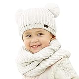 FURTALK Kids Winter Pom Pom Hat -Soft Warm Beanie Knit Hats Scarf Set For Baby Toddler Children Original (Age 1-5 Years)