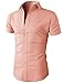 H2H Mens Slim Fit Solid Short Sleeves Dress Shirts of Various Colors