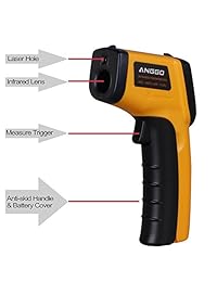 ANGGO IR pistola termómetro digital infrarroja con láser y retroiluminación LED ( 58 °F to 716°F)
