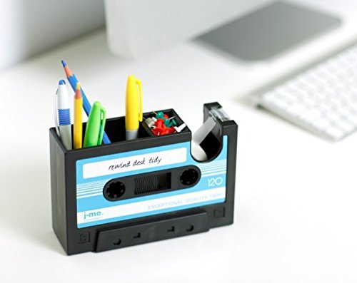 Cassette-Tape-Dispenser-Pen-Holder-Vase-Pencil-Pot-Stationery-Desk-Tidy-Container-Office-Stationery-Supplier-Gift-onepalace-blue