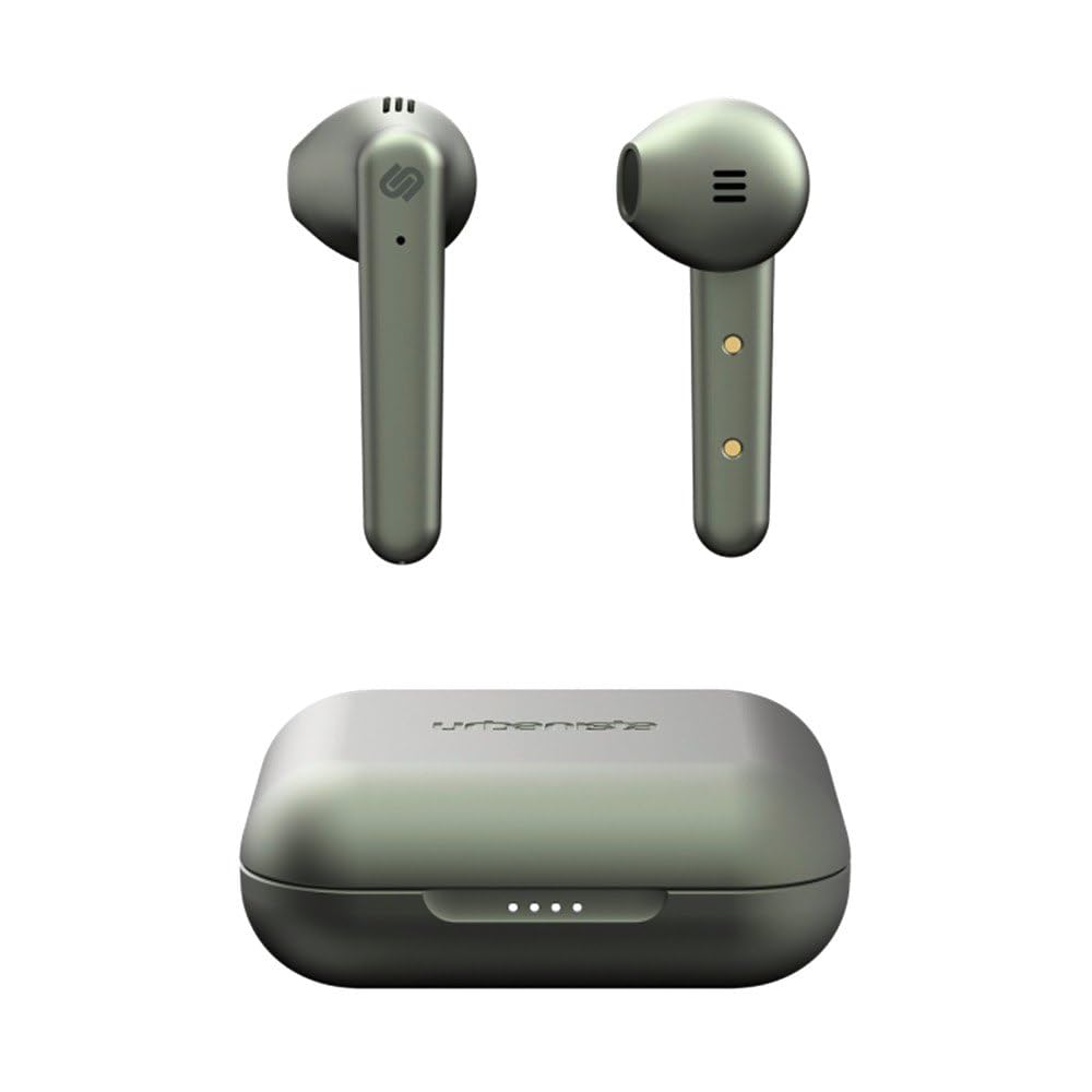 Urbanista Stockholm Plus True Wireless Earbuds - Over 20 Hours Playtime, IPX4 Waterproof Earphones, Bluetooth 5.0 Headphones, Touch Controls & Enhanced Microphone for Clear Calling, Olive Green