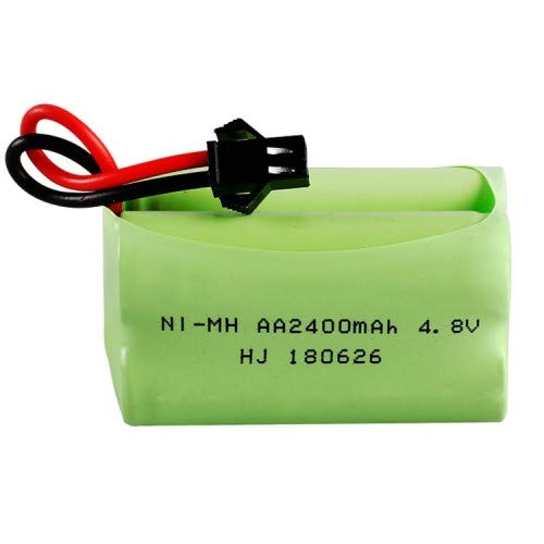 YUNIQUE GREEN-CLEAN-POWER - 4.8V 2400mAh Ni-MH AA Rechargeable Battery Pack | High Capacity, SM 2P Plug | Compatible with RC Boats, Buses & Nimh RC Battery Charger, White