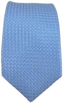 100% Woven Silk Light Blue Solid Textured 2 1/2 Inch Skinny Tie