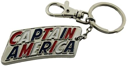Captain America Text Key Chain Marvel Comic The Avenger American Flag Motif Ring