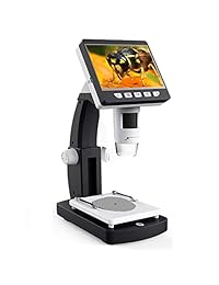 YINAMA   Microscopio digital LCD de 4,3 pulgadas, 50X 1000X, amplificador de zoom, microscopio compuesto con 8 luces LED ajustables