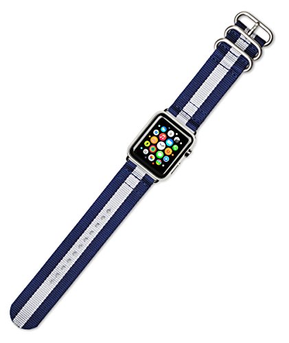 Debeer watch band - 2-piece nylon - navy with white str…