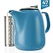 Tealyra - Daze Ceramic Large Teapot Blue - 47-ounce (6-7 cups) - With Stainless Steel Lid Extra-Fine Infuser for Loose Leaf Tea - 1400ml