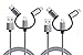 Digital Ant Twin-Pack 5 Feet Nylon Braided USB C + Lightning + Micro USB 3 in 1 Charging Cable for Android and Apple Product(5 Feet-Grey)