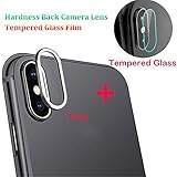 Lywey for iPhone XS Max 9H Back Camera Lens Ring +Tempered Glass Film Protector Cover (Silver)