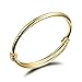 Stainless Steel 18K Gold Tone Traditional Smooth Bracelet Bangle Cuff for Baby Adjustable 4.68-5.85