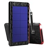 Solar Charger 20000mAh Emergency Power Bank with SunPower Solar Panel USB C Port Outdoor Carabiner Waterproof for Cycling Hiking Camping Backpacking Trip fit iPhone Android Cell Phone GPS USB Devices