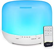Essential Oil Diffuser Aromatherapy Humidifier: 500ml Ultrasonic Aroma Air Vaporizer Remote Control for Large 