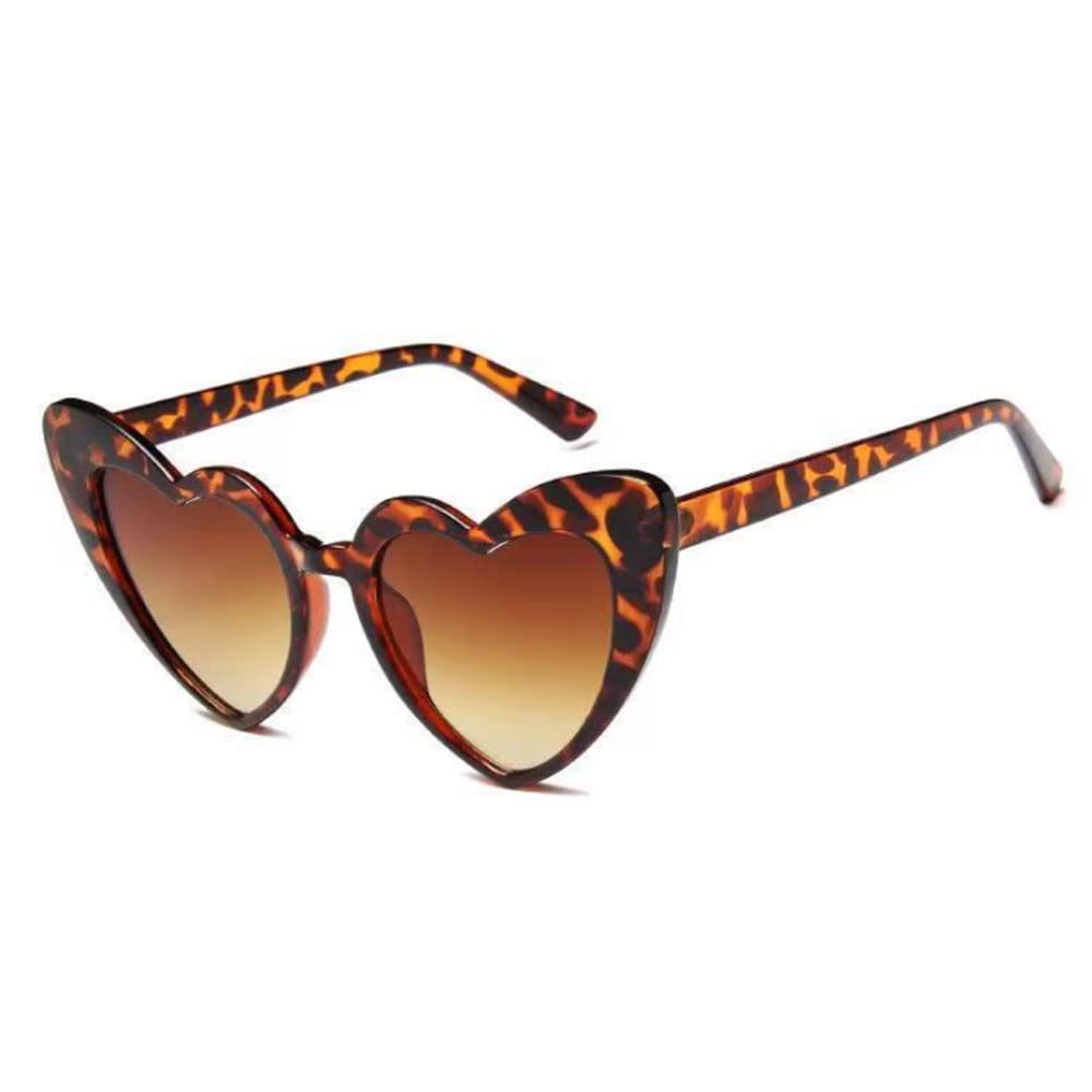 Photo 1 of YooThink Love Heart Shaped Sunglasses for Women,Vintage Cat Eye Mod Style Retro Glasses (Leopard)