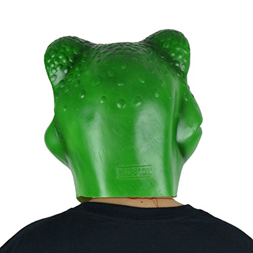 LarpGears Novelty Halloween Costume Frog Latex Mask Animal Mask Adult Size Green - Thumbnail 4