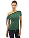 PattyBoutik Women Tied One Shoulder Short Sleeve Top (Medium Green Small)