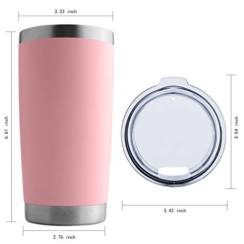 DOMICARE 20oz Stainless Steel Tumbler with Lid, Double Wall Vacuum Insulated Travel Mug, Durable Powder Coated Insulated Coffee Cup, 8 Pack, Pink - Thumbnail 5